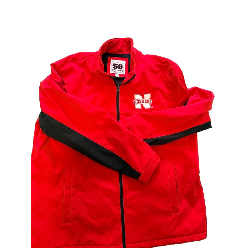 Nebraska Cornhuskers Huskers 58 Sports Jacket Red Black Full Zip NCAA Mens XXL